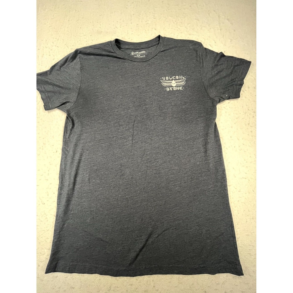 Volcom T-Shirt Mens Medium Gray Knit Cotton Stone Logo Skate Surf Casual Tee